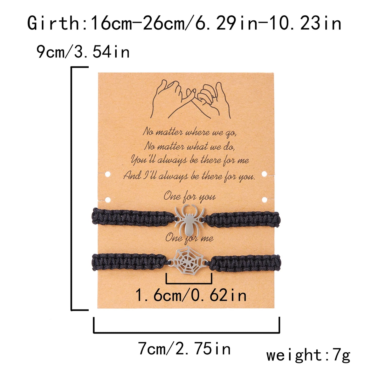 Fashion Halloween Couple Bracelets Classic Spider Spider Web Pendant Black Red Braid Rope Matching Bracelets Friendship Jewelry