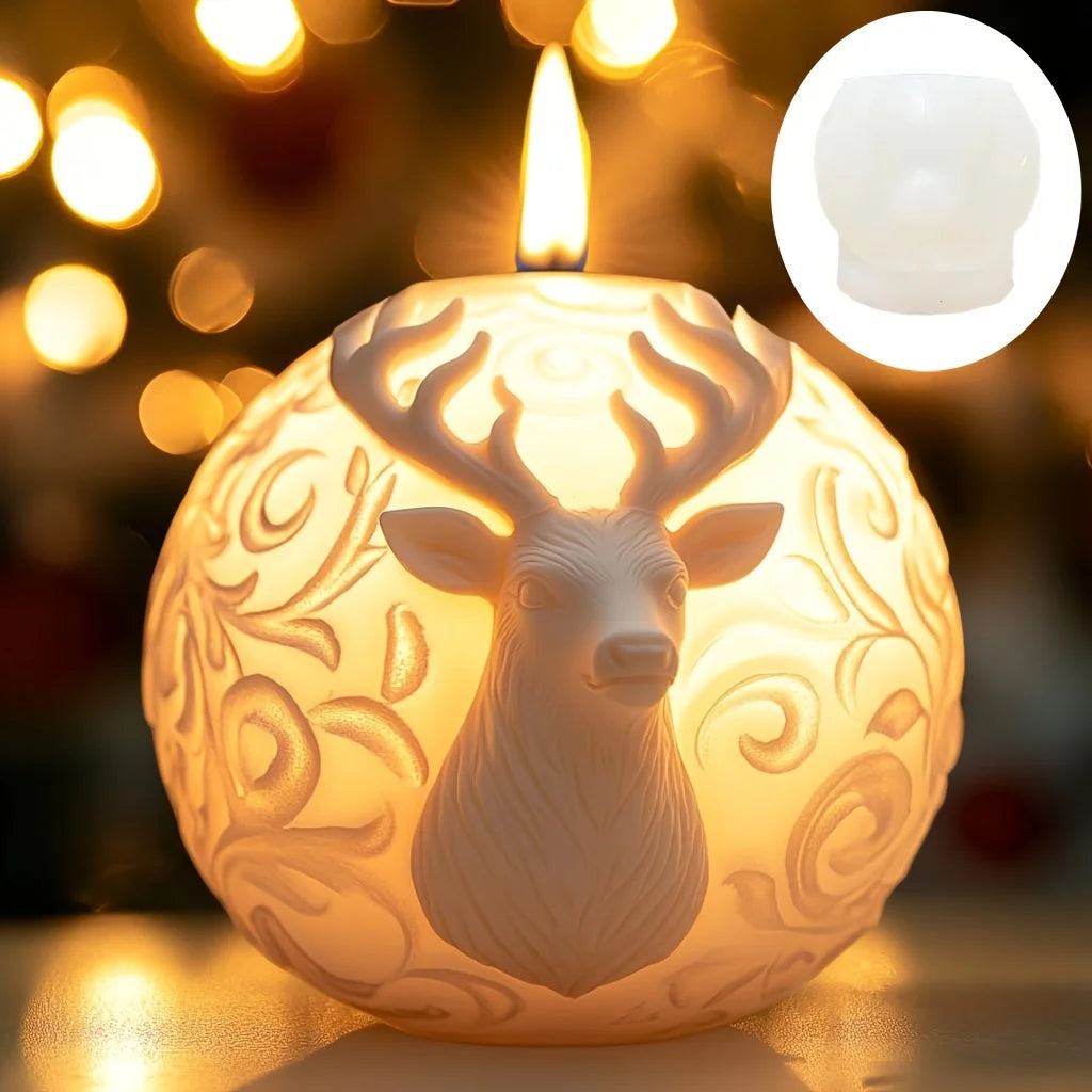 Santa Spherical Scented Candle Silicone Mold Wear Hat Santa Spherical Resin Mould Santa Relief Plaster Molds Christmas Gift