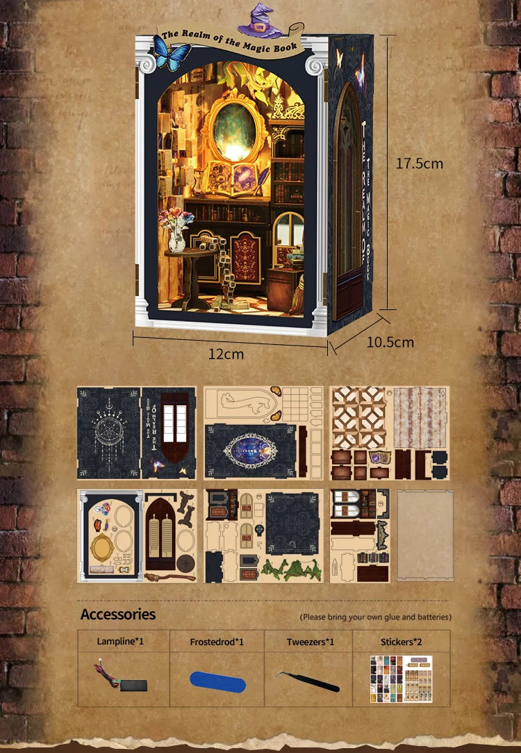 DIY Book Nook Kit Figurines Miniature Booknook Wooden Doll House 3D Puzzle Bookshelf  Dollhouses Toy For Birthday Christmas Gift