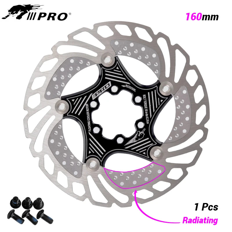 IIIPRO 6-Bolt Brake Disc 160mm/180mm/203mm Brake Disc Rotor Floating Cooling Heat Dissipation DH 6 Inch MTB/Road Bike