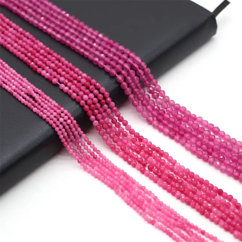Natural Stone Beaded Faceted Pink Tourmaline Gemstone Isolation Loose Beads for Jewelry Making Diy Necklace Bracelet Accessories