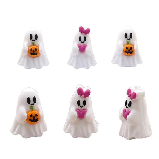20pcs Halloween 3D Silicone Beads Stereo Ghost Shape For Jewelry Making DIY Pen KeyChain Necklace Accessories Silicone Beads