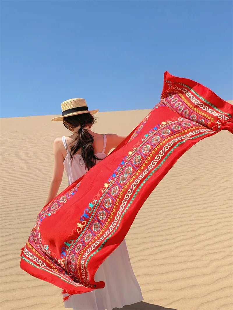 Travel Beach Sunscreen Scarves for Women Bikini Large Sarong Wrap Scarf Brazilian Swimsuit Bathing Cover-ups 17 Styles 90x180cm