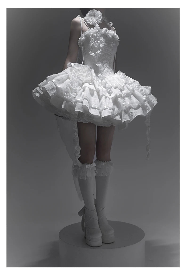 Original Lolita Dress New Christmas New Year Goth Red Fish Bone Jsk Dress Halloween Cosplay Dark Blue Slim Sling Short Dresses