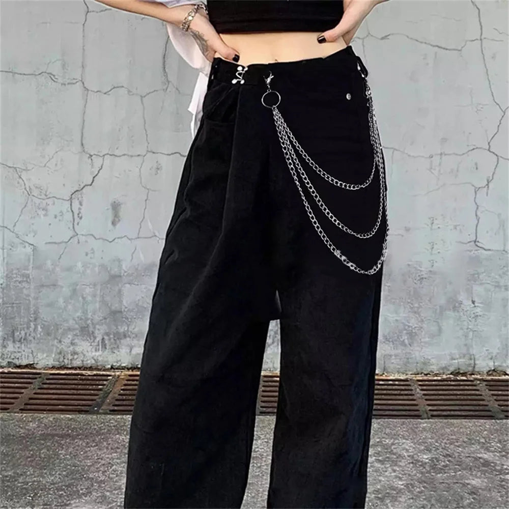 Punk Multilayer Cuban Chain Waist Chain Rock Hip Hop Men Body Chain Pants Ornaments Hip Hop Jewelry Men Accessories