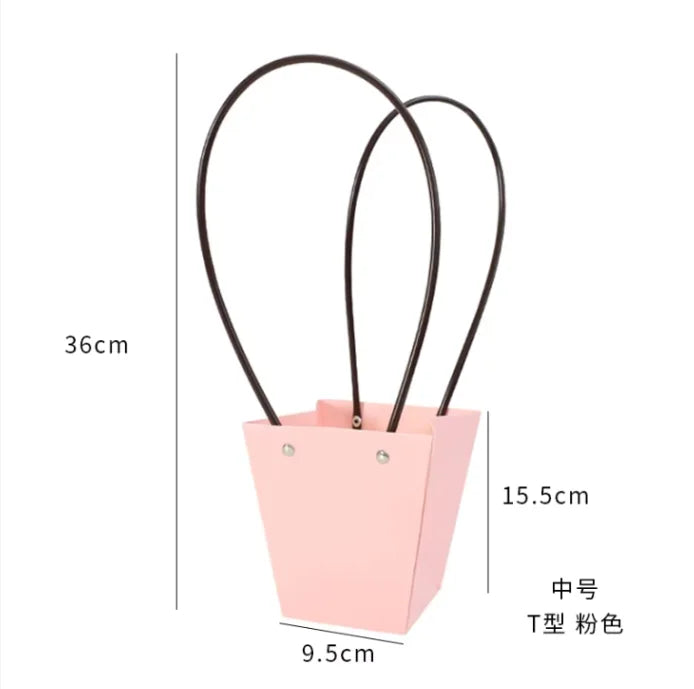 10pcs Christmas Gift Flower Kraft Paper Handbag Flower Arrangement Portable Box Rectangular Trapezoidal Flower Handheld Gift Box