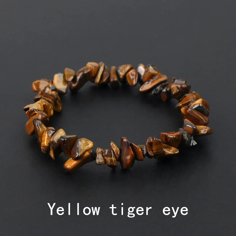 Natural Crystal Gemstone Irregular Energy Stone Bracelet Beads Chips Jewelry Amethys Aquamarine Rose Quartz Bracelets for Women