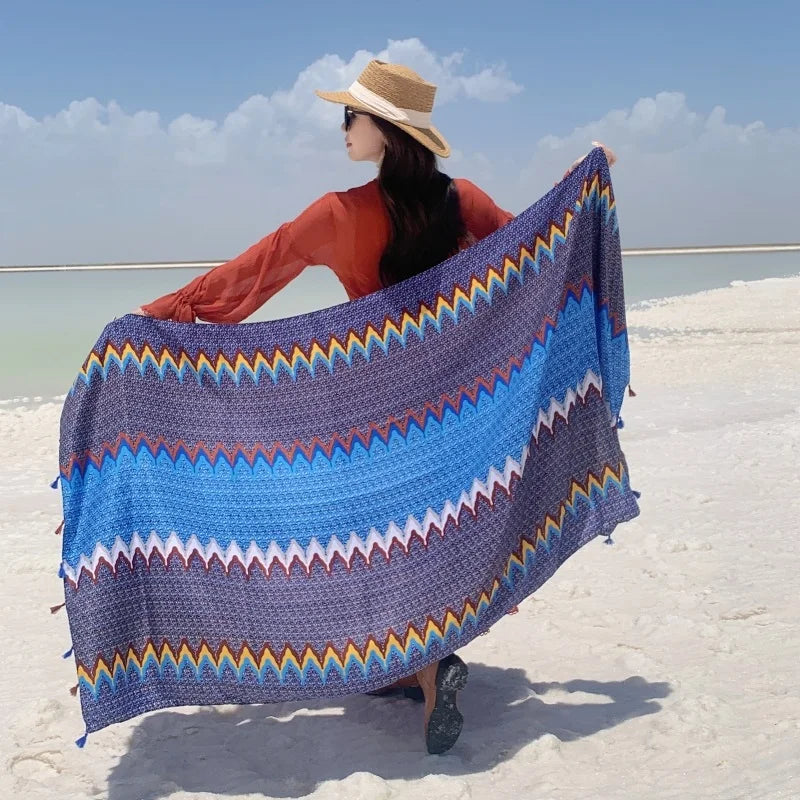 Travel Beach Sunscreen Scarves for Women Bikini Large Sarong Wrap Scarf Brazilian Swimsuit Bathing Cover-ups 17 Styles 90x180cm