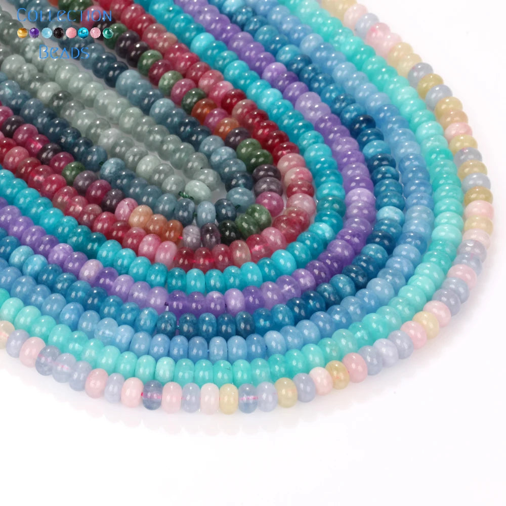 5x8mm Natural Stone Beads Aquamarine Amethyst Tourmaline Rondelle Loose Beads For Jewelry Making DIY Bracelets Accessories 15''