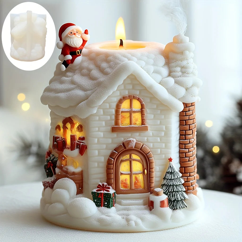 Santa Claus Take Balloon Cylindrical Scented Candle Silicone Mold Santa Claus Pull Balloon Resin Plaster Molds Christmas Gift