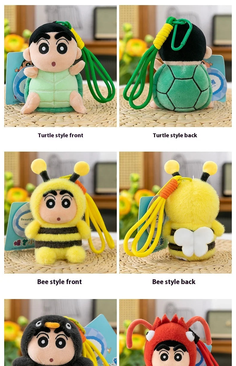 Penguin Crayon Shin-chan Plush Toy Keychain Girl Cute Bee Backpack Pendant Crayfish Doll Car Hanging Decoration Christmas Gift