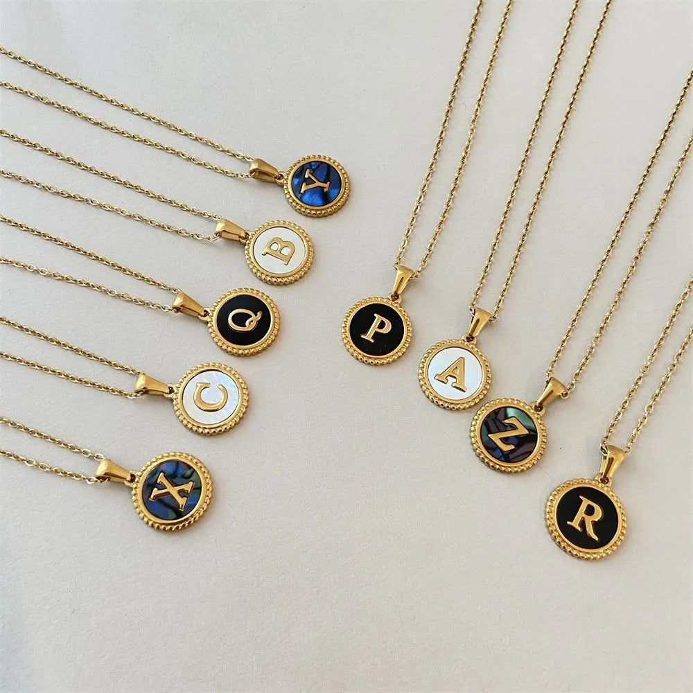 CARLIDANA Chunky 18k Gold Plated Bubble Letter Pendant Necklace Large Hollow PVD Gold Plated Initial Letter Necklace for Women