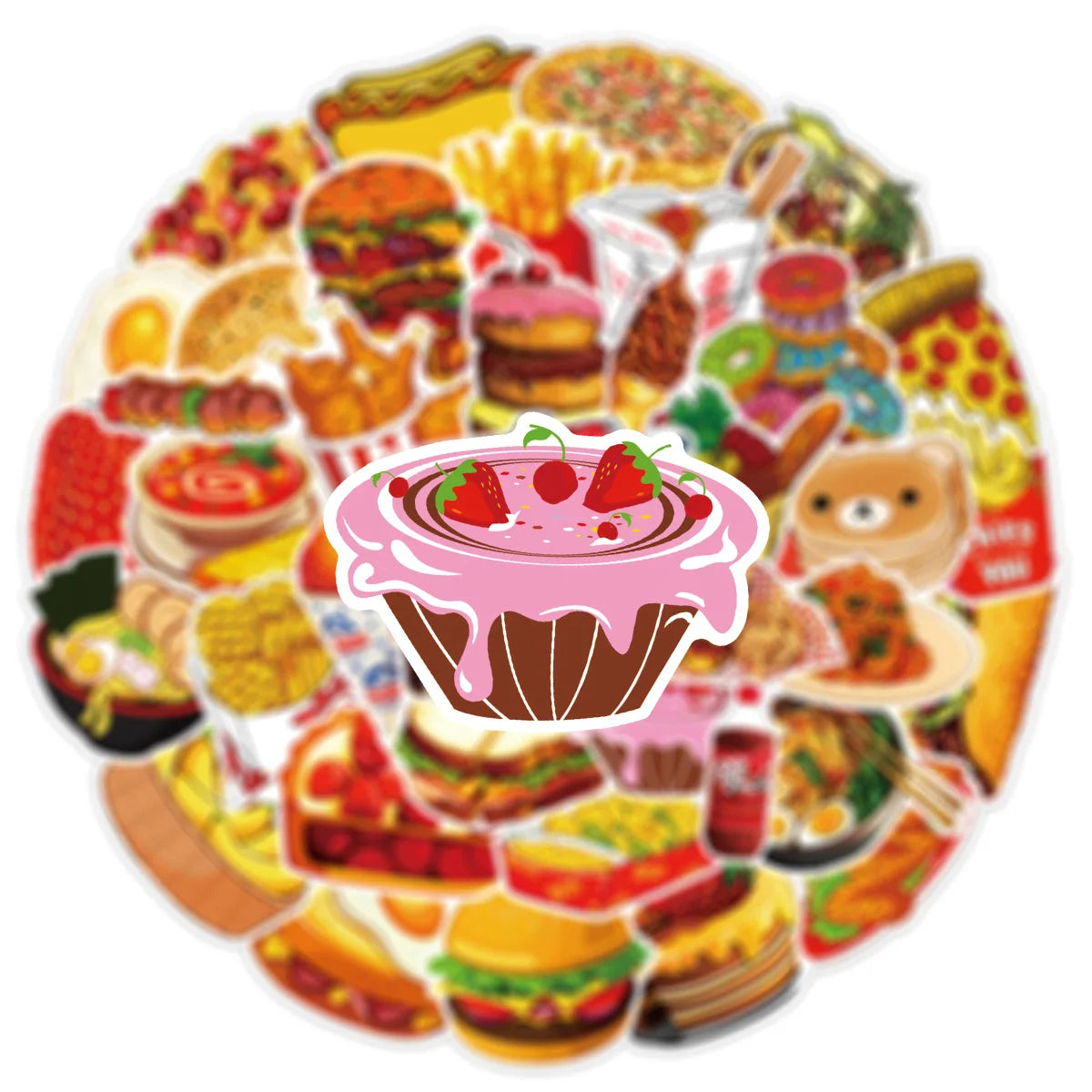 10/25/50pcs Bread Food Stickers Graffiti Decals for Fridge Water Bottle Luggage Pad Phone Bike Car Motorcycle Scrapbook Home