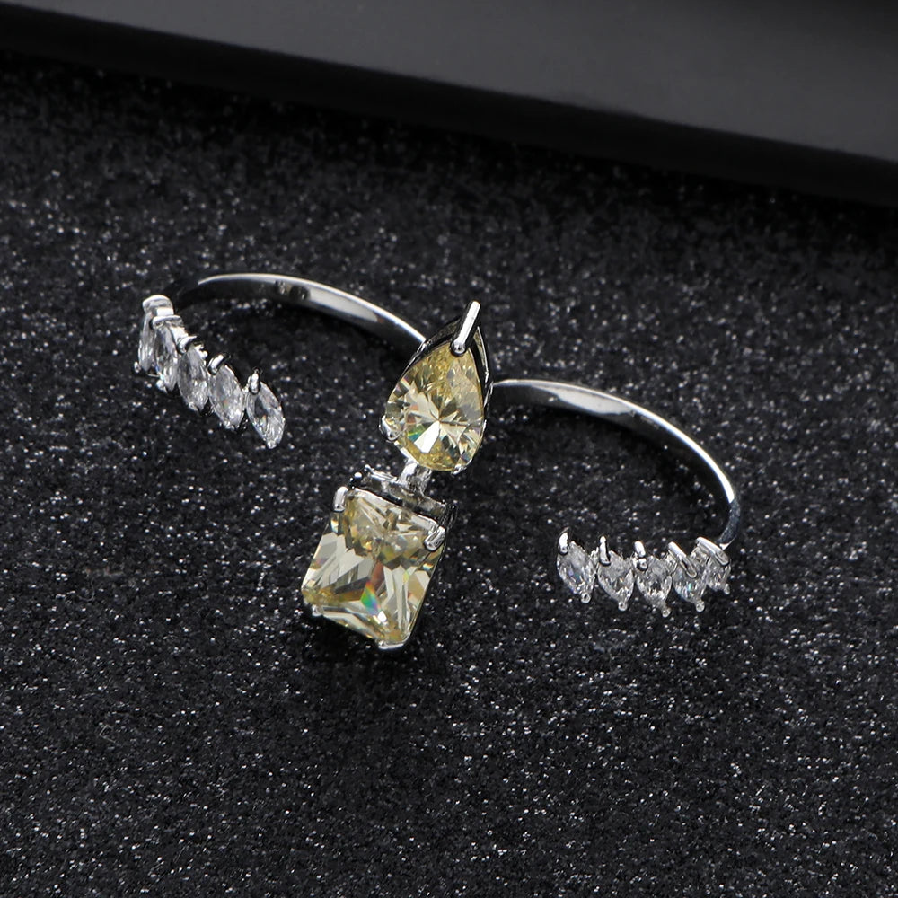 NEW Elegant Square Wedding Brand Rings for Women Cubic Zircon Finger Rings Beads Charm Ring Bohemian Beach Jewelry Gift R186