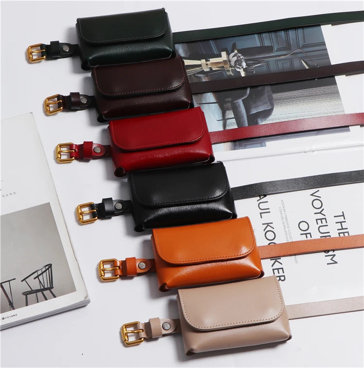 Genuine Leather Women's Thin Waistband Small Girdle Bag With Belt Korean Simple All-Match Decorative Dress Jeans Waist Belt