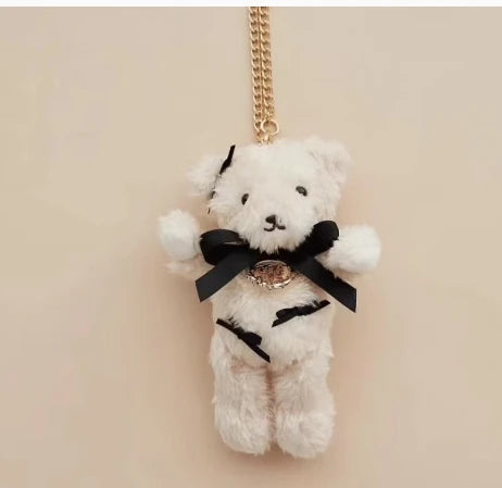 Japanese New Sweet Cute Rabbit Bear Rhinestone Bow Pendant Sweet Kawaii Girl Female Bear Bag Charm Pendant Keychains