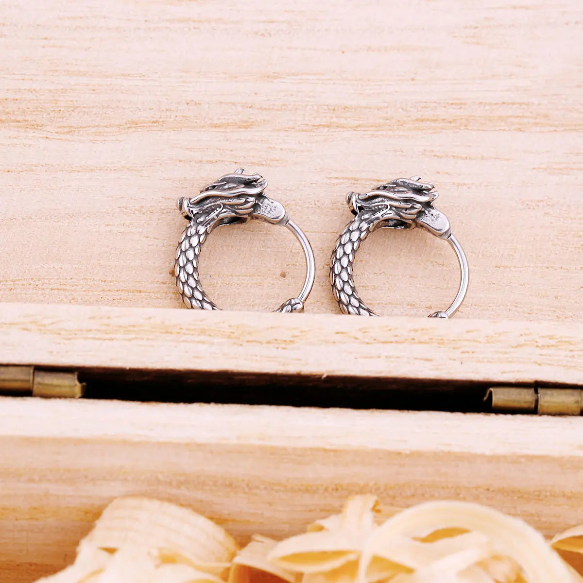 316L Stainless Steel Vintage Dragon Hoop Earring For Men Street Hip-Hop Style Earrings Fashion Animal Punk Jewelry Wholesale
