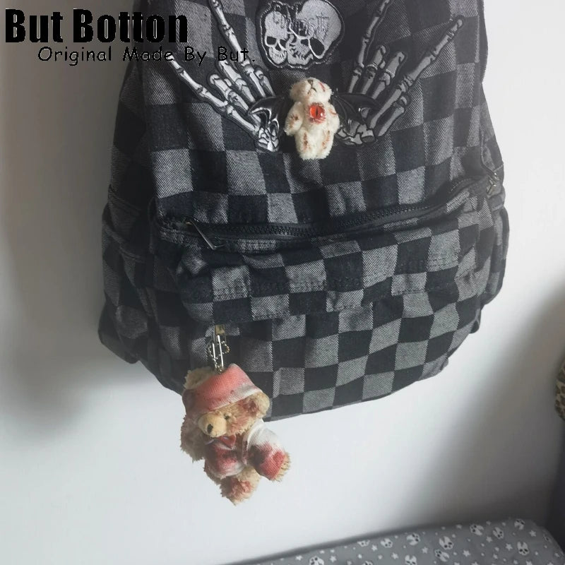 Men Women Streetwear Backpack large capacity Skull homestay y2k versatile hot girl goth punk bag student skeleton schoolbag