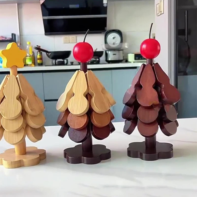 A tree heat insulation pad, solid wood coasters, home table decoration gourd high-temperature resistant placemats Christmas gift