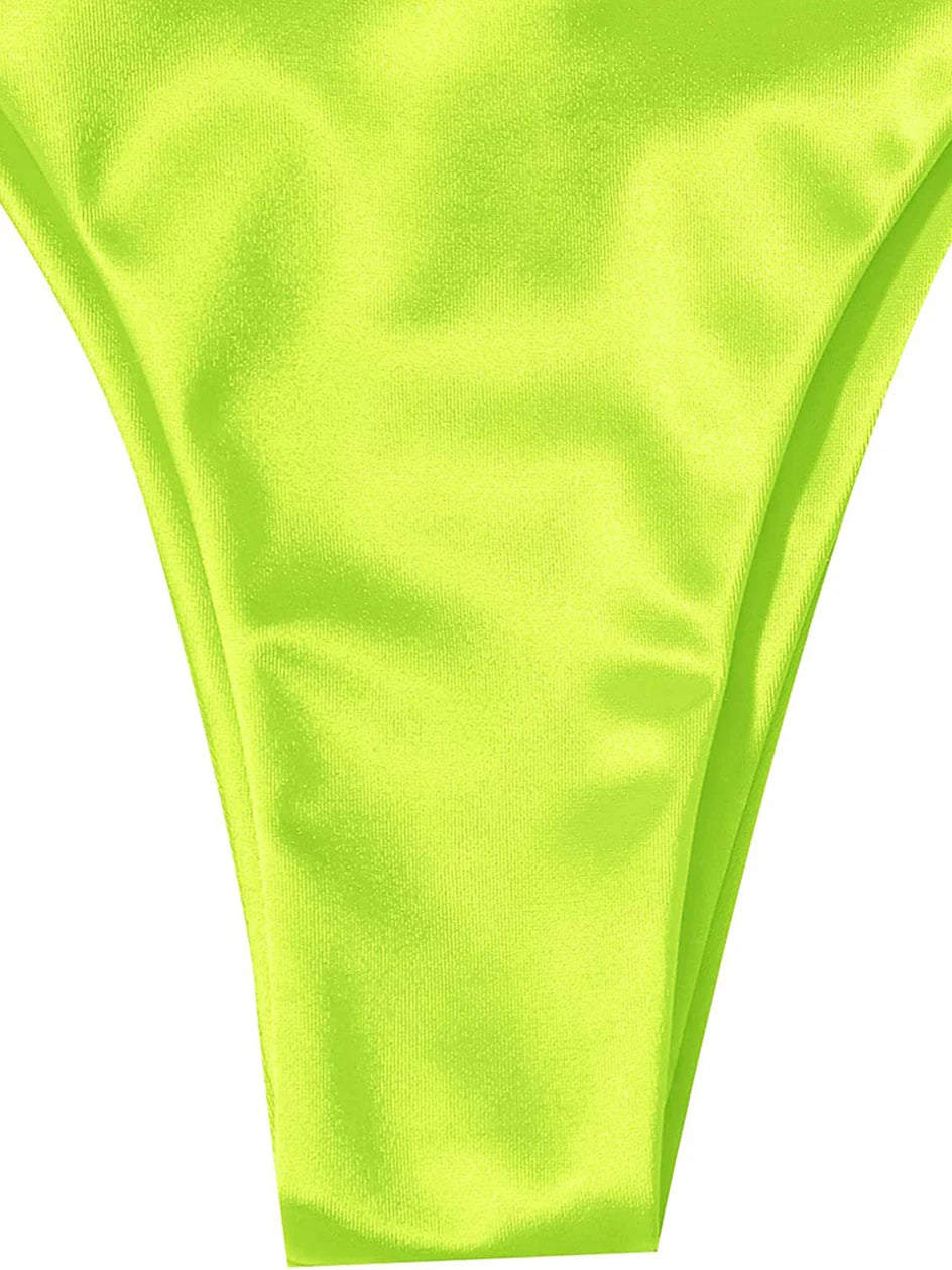 Metallic Halter Triangle Bikini 2023 Swimsuit Women Swimwear Female Bathing Suits Brazilian Thong Micro Bikinis Set Beach Wear