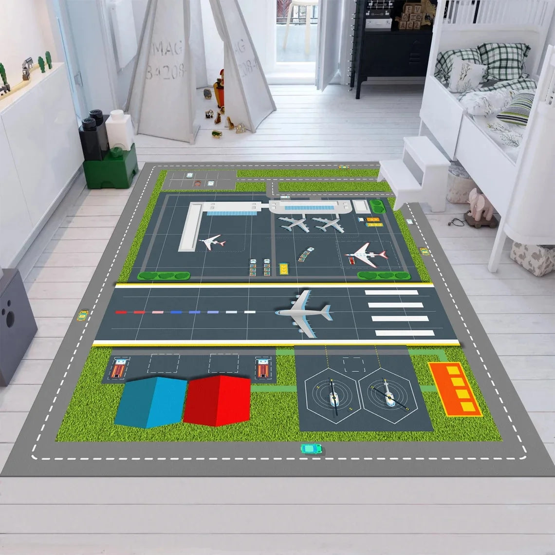 Airport Overlooking Map Theme Carpet for Living Room Decor Kid's Play Mat Sofa Rug Bedroom Bedside Rug Man's Cave Christmas Gift