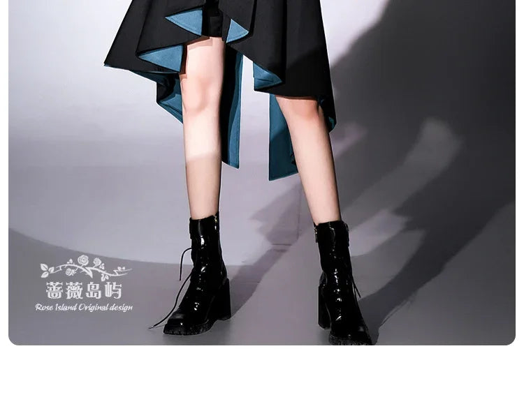 Original Dark Goth Prince Clothing Set New Spring Summer Women's Cool Black Shirt Irregular Vest Shorts 3 Piece Suit Outfits