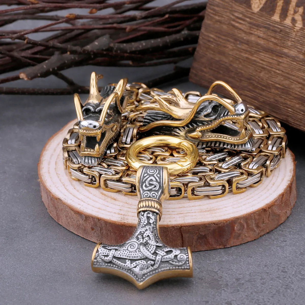 Vikings Thor's Hammer Vintage Pendant Men's Stainless Steel Faucet Square Necklace Hip Hop Fashion Biker Nordic Jewelry Gift