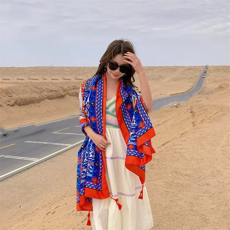 Travel Beach Sunscreen Scarves for Women Bikini Large Sarong Wrap Scarf Brazilian Swimsuit Bathing Cover-ups 17 Styles 90x180cm