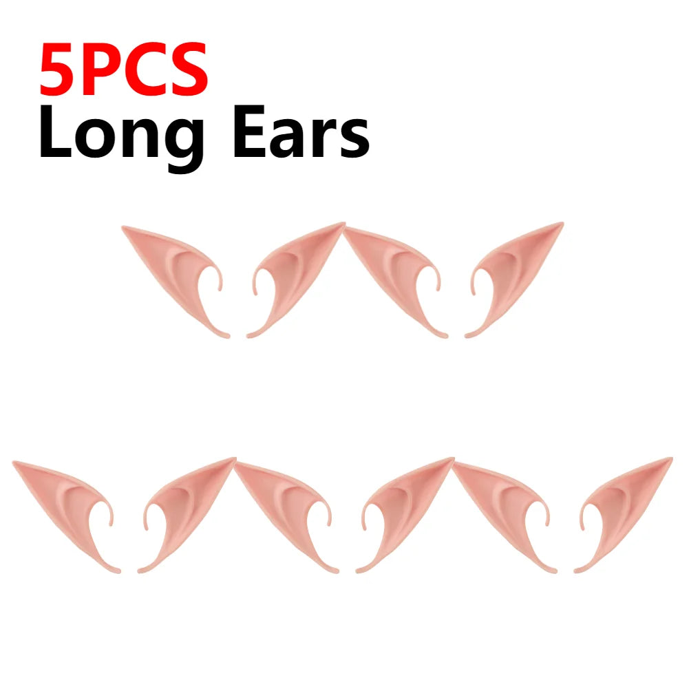 10-1Pair Halloween Angel Elf Ears Fairy Cosplay Latex Ears Halloween Decoration Monster Ears Vampire Cosplay Costume Accessories