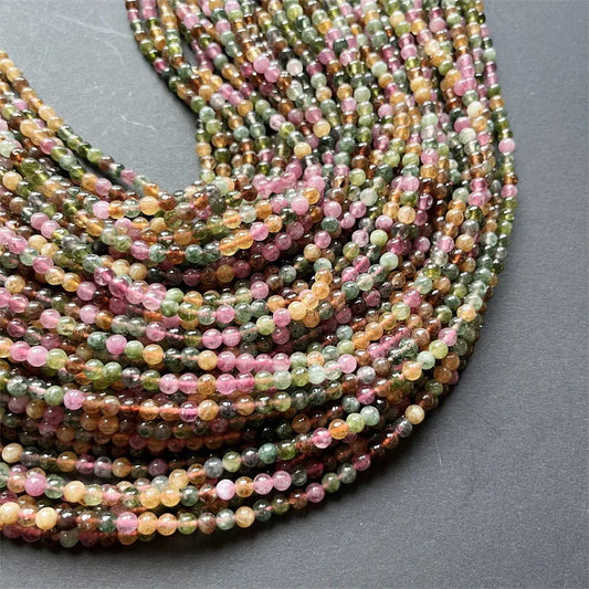 4-5MM Clear Brazil Tourmaline Beads Pink Yellow Green Colorful Gemstone Handmade Loose Jewelry Making DIY Bracelet Necklace