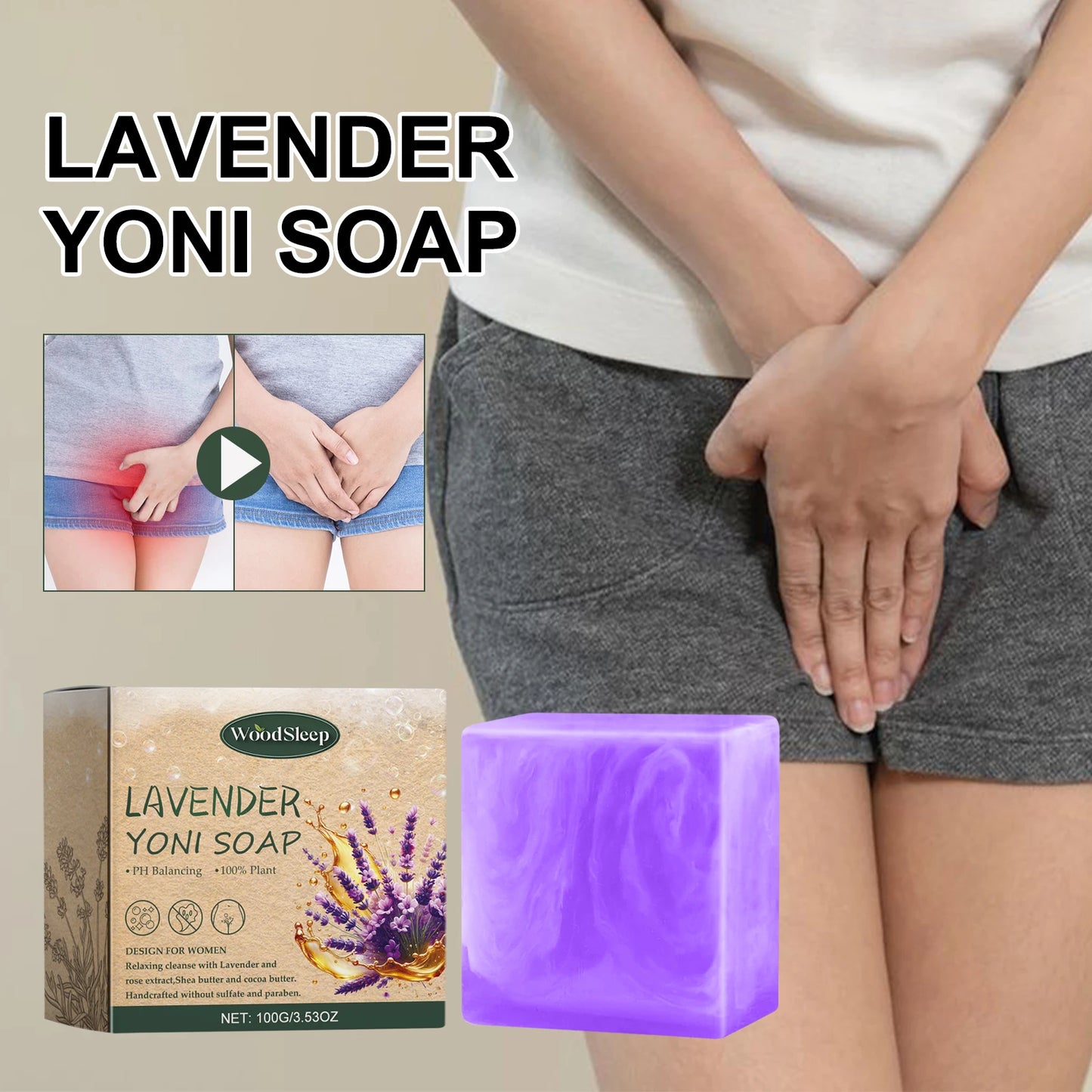 Lavender Yoni Soap Relieves Eliminate Unpleasant Odors Cleansing Moisturizing Oil Control 100g Lavender Flavored Body Care Soap