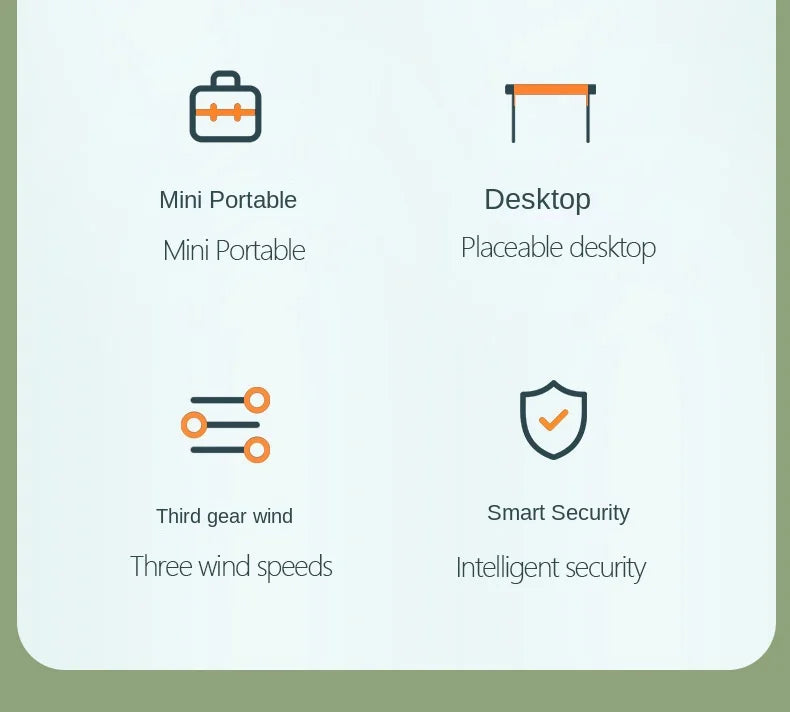 Cooling Electric Fan 3 Wind Speed Portable Pocket Fan For Travel Indoor Outdoor Usb Desktop Rechargeable Handheld Fan with Hook