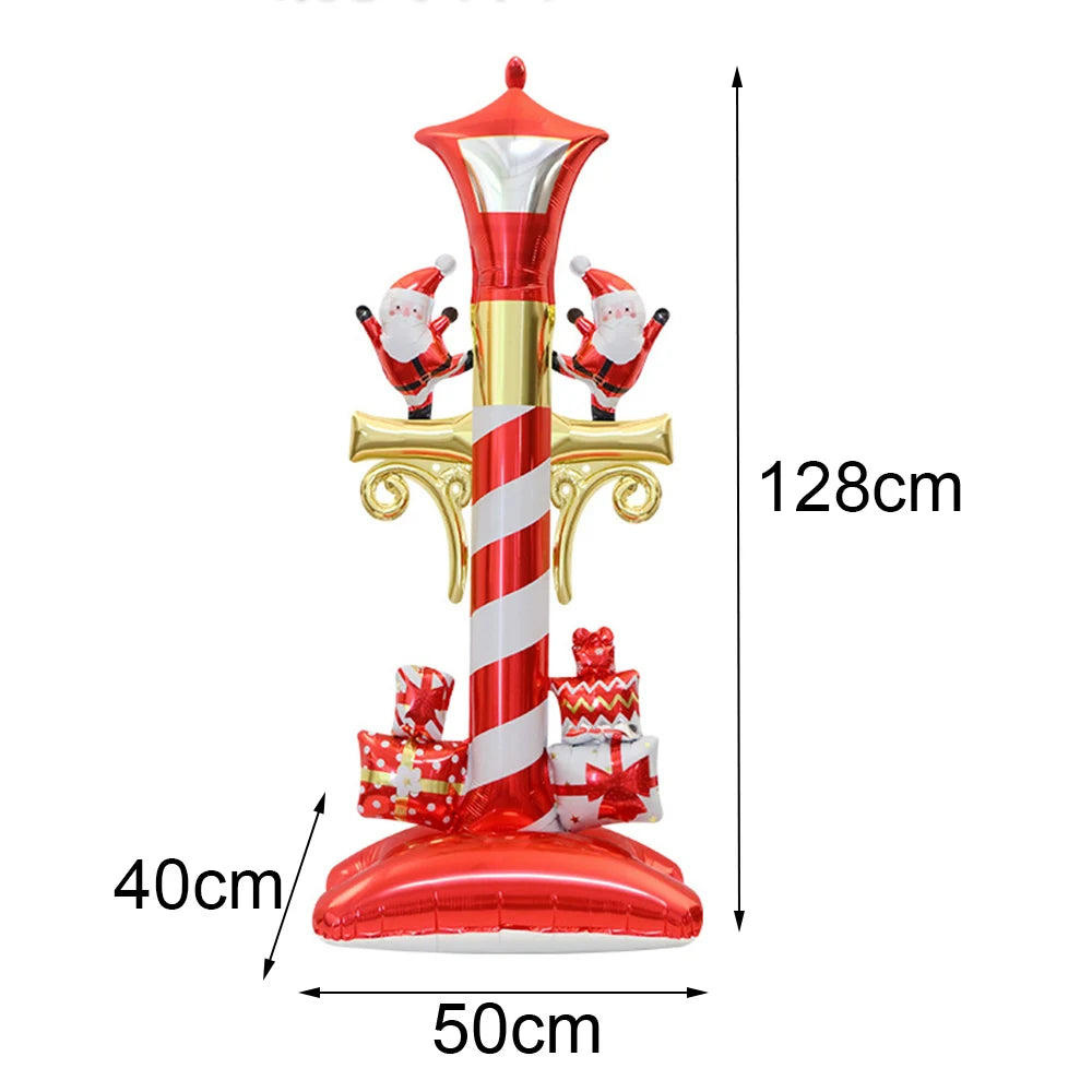 Large Standing Christmas Streetlights Balloon Puppy Snowman Santa Claus Foil Balloon for Kids Christmas Gift Home Decor Supplies