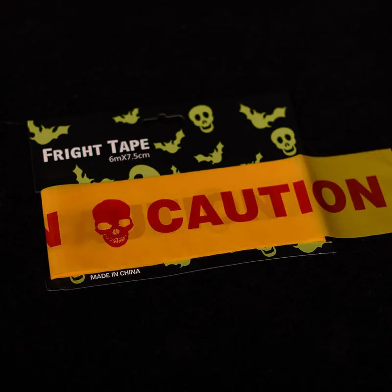 Halloween Yellow Isolation Warning Tape with Bold Danger Signs Durable Plastic Material for Yard Haunted House Party Decoration
