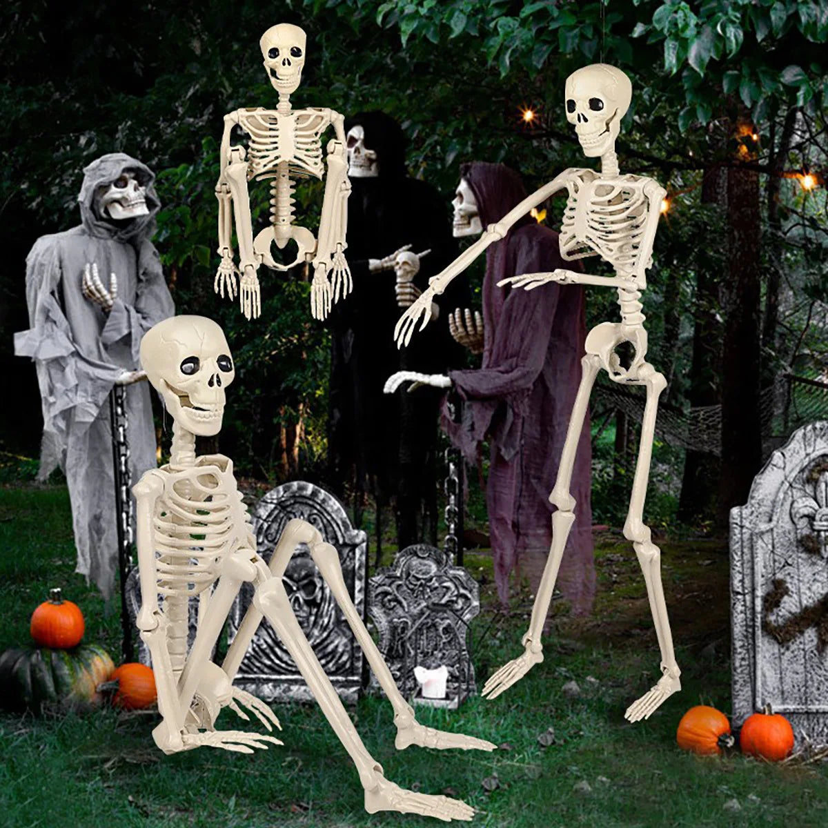 40cm/90cm Home Evil Party Decoration Horror Scary Movable Big Skull Halloween Movable Skeleton Halloween Ornament Toys