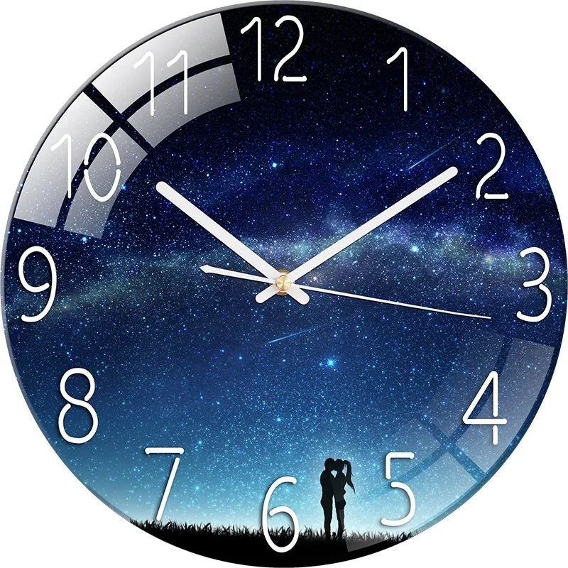 Creative European Style Clocks Living Room Free Perforated Wall Clock Household Silent Bedroom Quartz Clock Digital Wall Clock