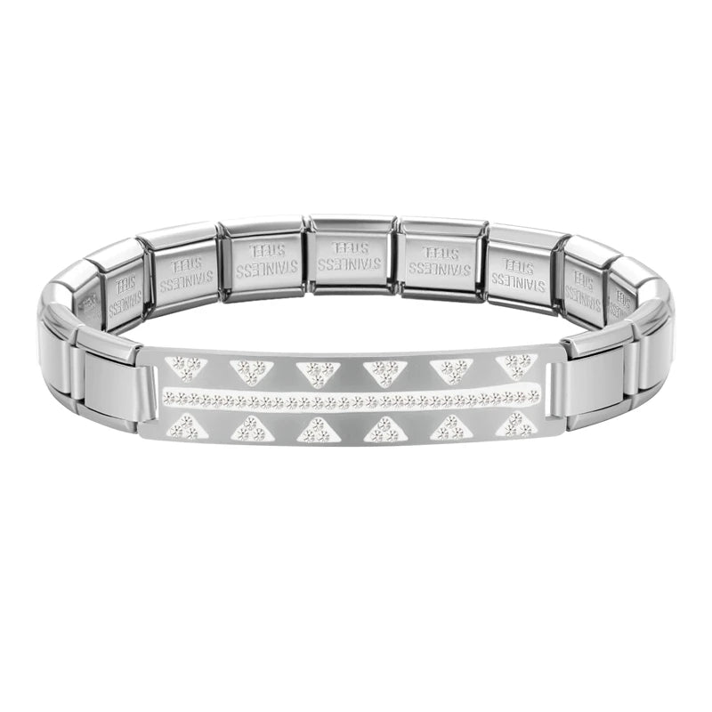 New Fashion Women Romantic Heart Star Zircon 9MM Width Stainless Steel Bracelet Bangle Girls Wedding Christmas Gift Jewelry