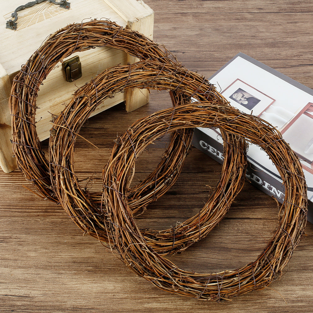 3/5Pcs Round Natural Rattan Wreath Stem Branch Ring Garland Wedding Birthday Party Decor Supplies Christmas Gift 15//20/25/35cm