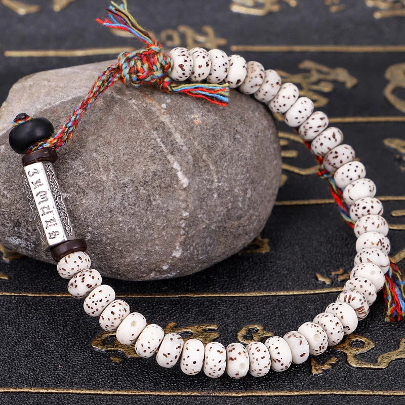 Handmade Tibetan Buddhism Six Words Mantra Bracelet Beaded Thread Rope Knot Amulet Prayer Beads Bracelets For Men Women Gift