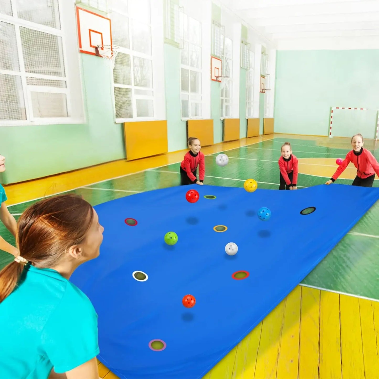 1PC Team Building Cooperative Hole Tarp Game for Kids Adults School Outdoor Group Activities Party Game Halloween Christmas Gift