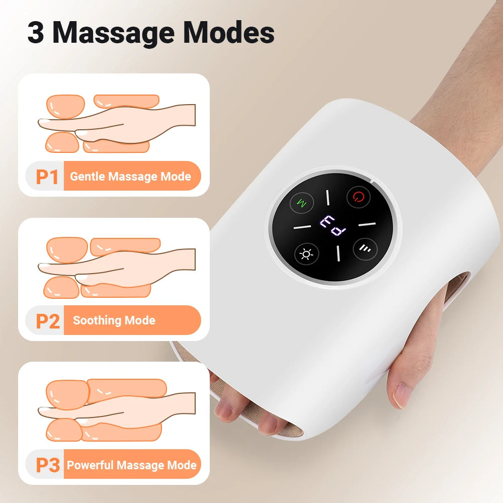 Electric Hand Massager with Air Compression Heat Cordless Palm Finger Massage Machine for Arthritis Finger Numbness Pain Relieve
