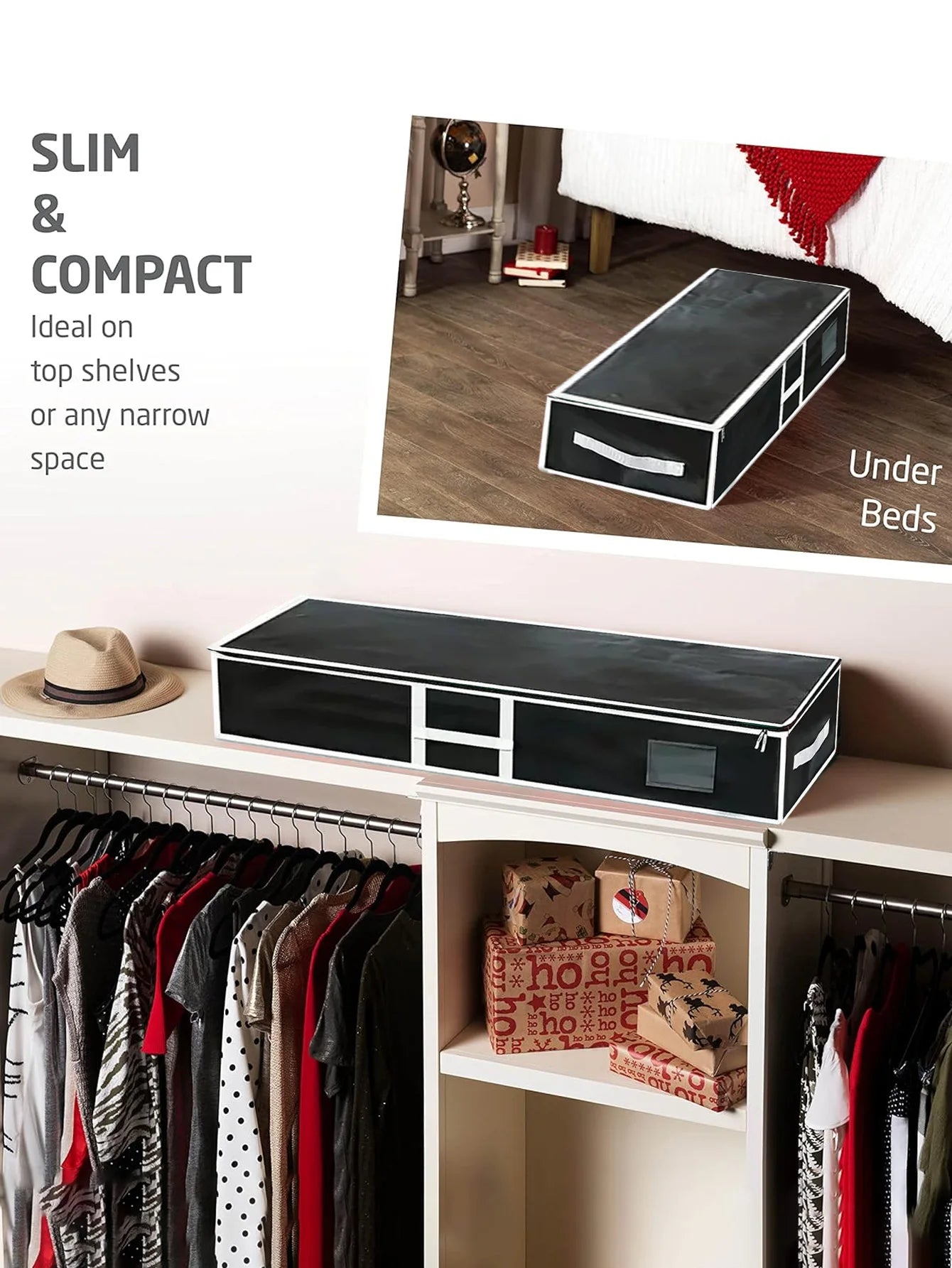 Christmas Gift Wrap Storage Bag Wrapping Paper ContainersUnderbed Storage Organizer with Reinforced Handles Christmas Decoration