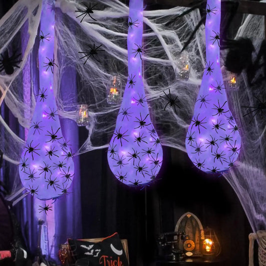 Halloween Glowing Spider Egg for Porch Lawn Wall Hanging Light-up Web Prop Creepy Spooky Party Outdoor Halloween Decoration