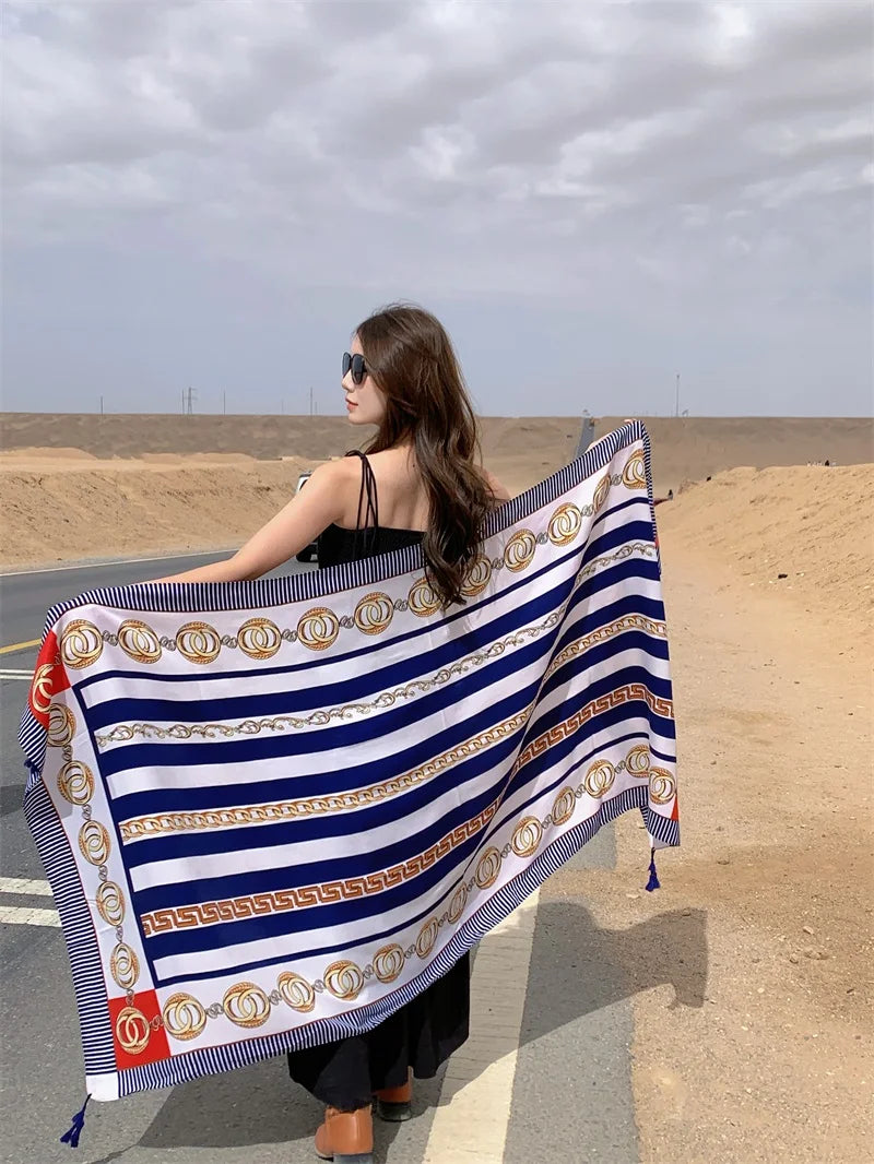 Travel Beach Sunscreen Scarves for Women Bikini Large Sarong Wrap Scarf Brazilian Swimsuit Bathing Cover-ups 17 Styles 90x180cm