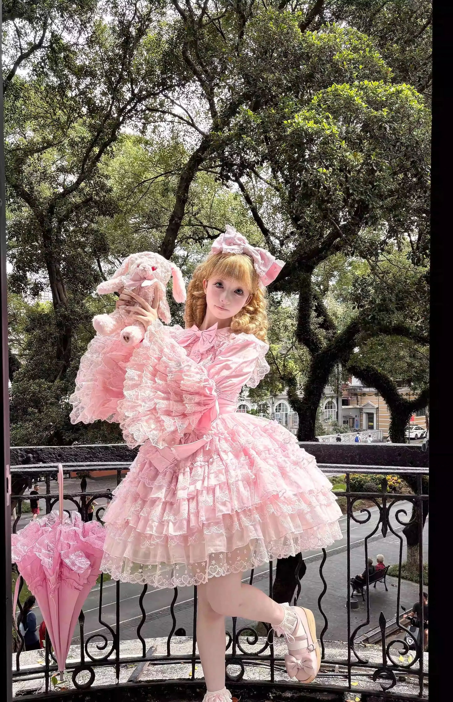 Original Design Lolita Jsk Suspender Dress Sweet Girl Women's Long Sleeve Inner Shirt Cute Princess Sling Cake Dress with Cape