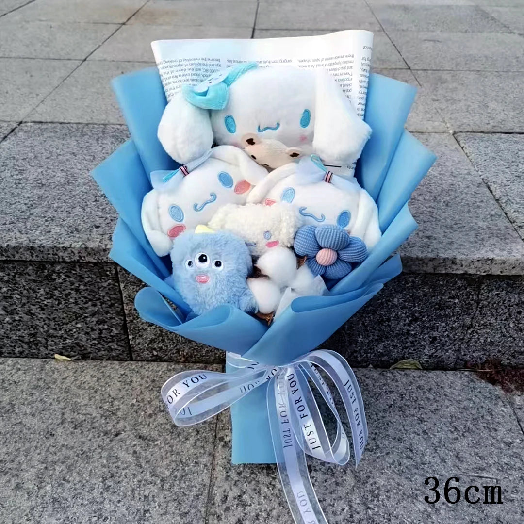 MINISO Anime Hello Kitty Kuromi Bouquet Cinnamoroll  Anime Plush Doll Toy  Valentine's Day Birthday Christmas Gift
