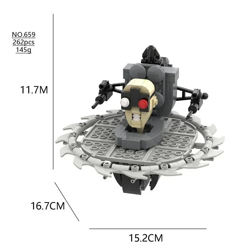 New Skibidi Toilet Titan Guitor Speaker Man Building Blocks Set With Battle-axe Creative DIY Bricks Toys For Boys Christmas Gift