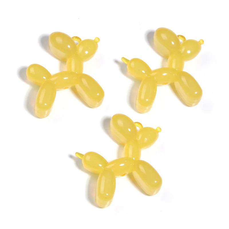 10pcs/Bag tiki hot 34mm Acrylic Jelly Colorful Cartoon 3D cute Balloon Dog DIY Bead Keychain Phone Chain Pendant Accessories