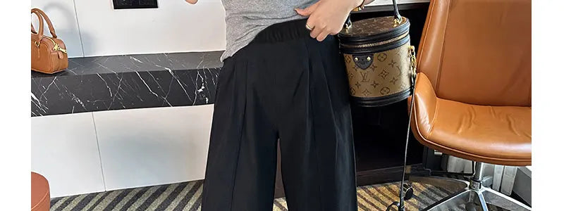 Summer Pregnant Woman Washed Cotton Trousers High Waist Ankle-length Plus Size Maternity Casual Pants Wide Legs Pregnancy Pants