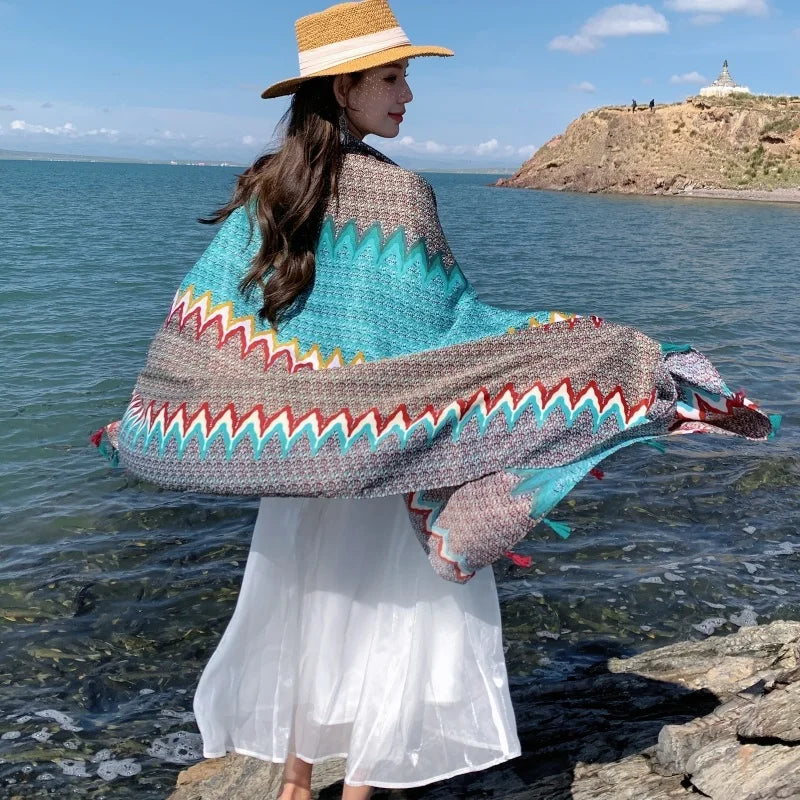 Travel Beach Sunscreen Scarves for Women Bikini Large Sarong Wrap Scarf Brazilian Swimsuit Bathing Cover-ups 17 Styles 90x180cm